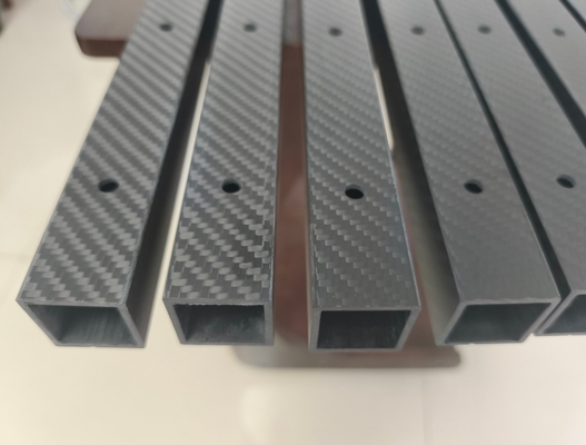 square carbon fiber tube with CNC maching service drill holes