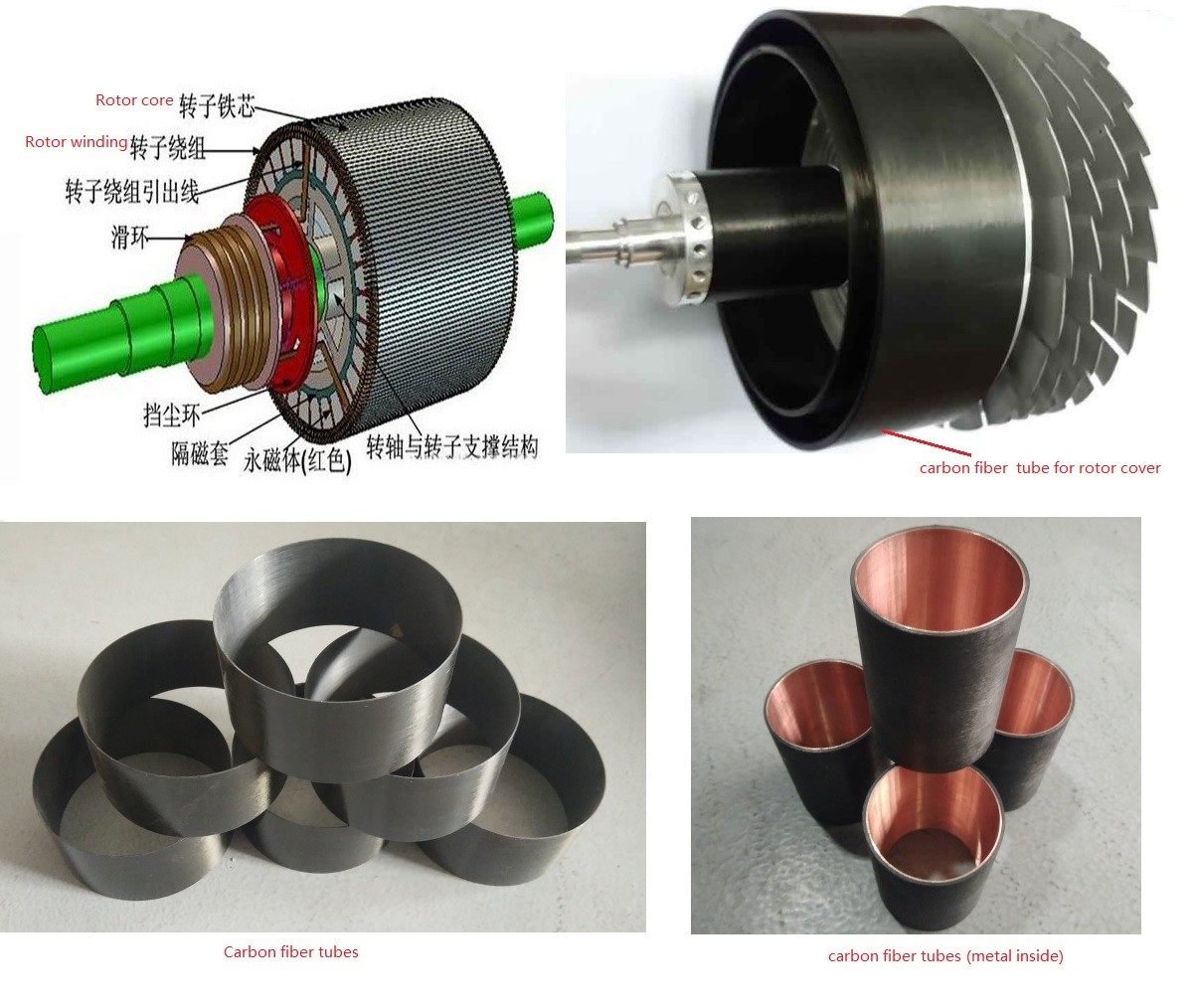 carbon fiber sleeve CFRP composite sleeve for electric rotors and