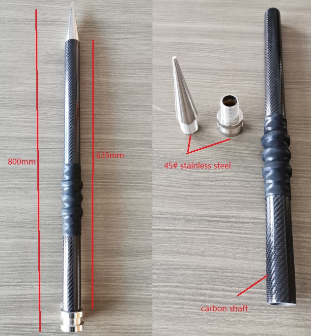 Carbon fiber shaft tubes with thread metal heads for pile driving Fire Hydrant support pole